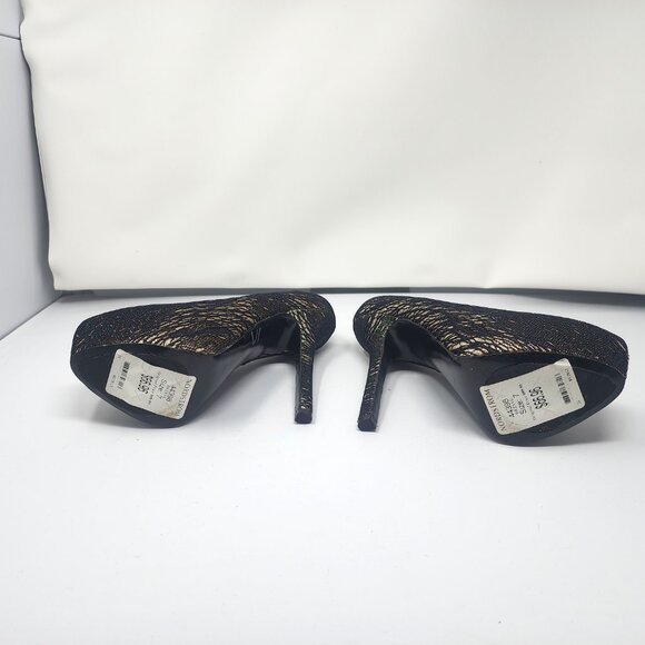 Beautiful pair of black and gold Steve Madden sparkle platform pumps - Picture 5 of 5